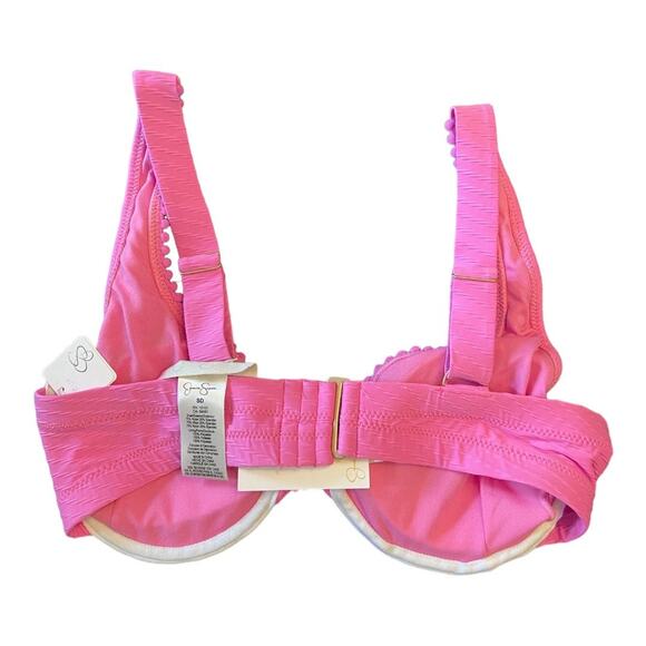 NWT Jessica Simpson Pretty in Pique Tie-Front Bikini Top Pink Size SD - Picture 4 of 8
